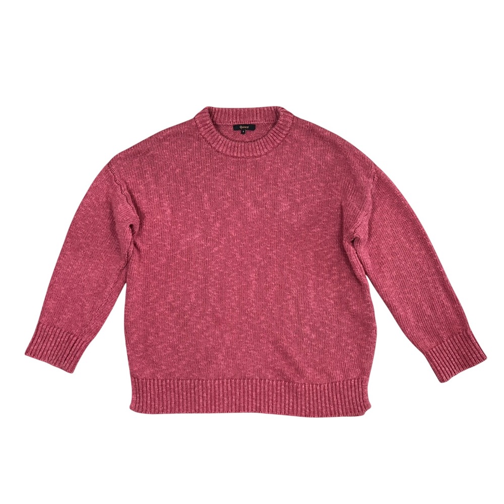 Quince Cotton Linen Oversized Crew Sweater Dark Mauve Pink Small LB65423-CGC01